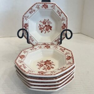 6 Independence Ironstone Hexagon Bittersweet Fruit Dessert Sauce Plates 5 3/4"